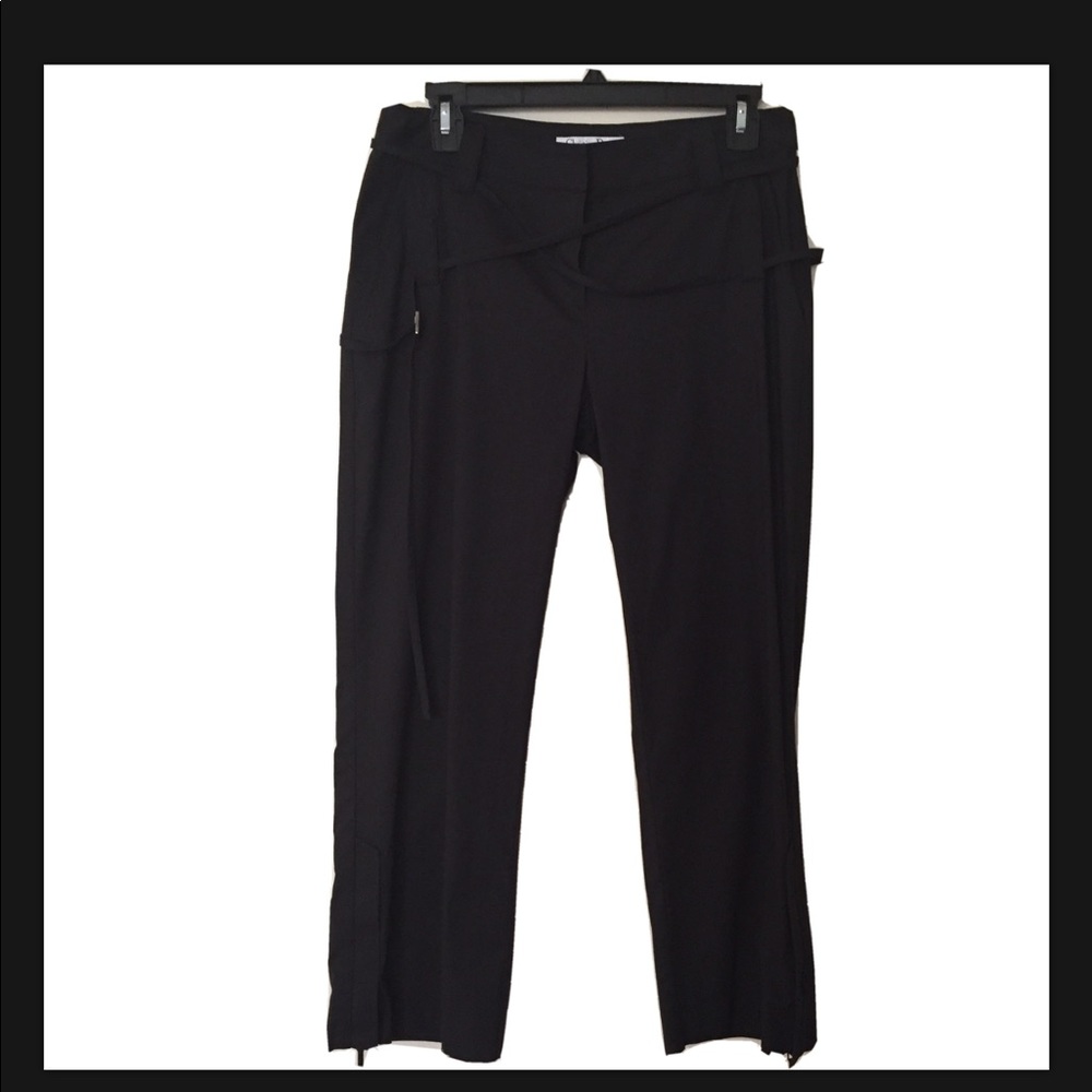Christian Dior Black Capri Crisscross Belted Mid Rise Size 8 Pants Vamp